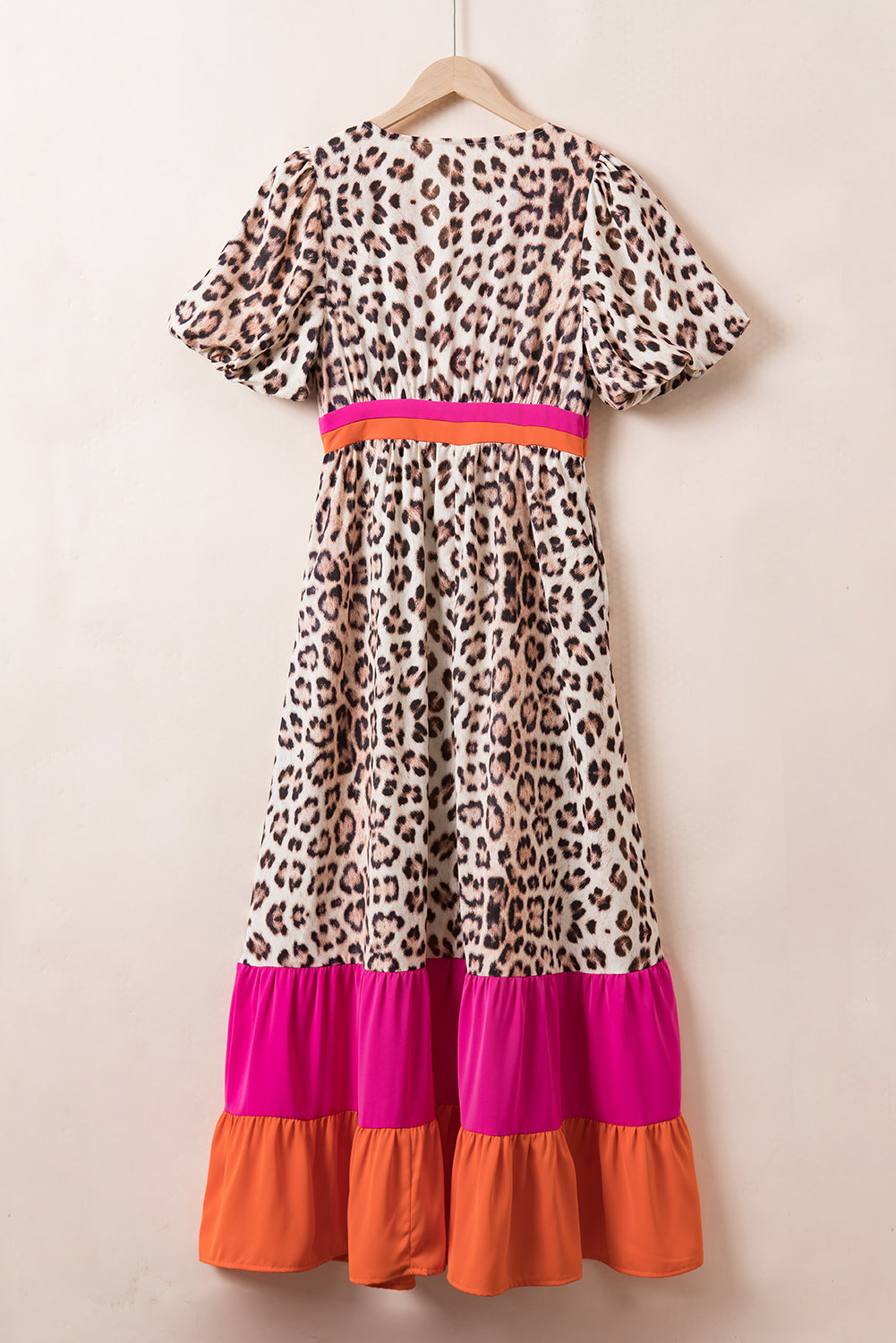 The Leopard V-Neck Half Sleeve Maxi Dress