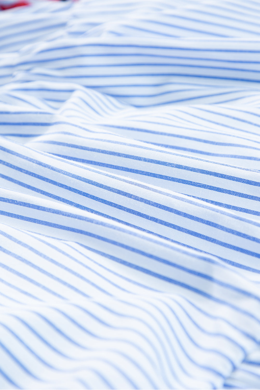 The Embroidered Striped Notched Short Sleeve Dress