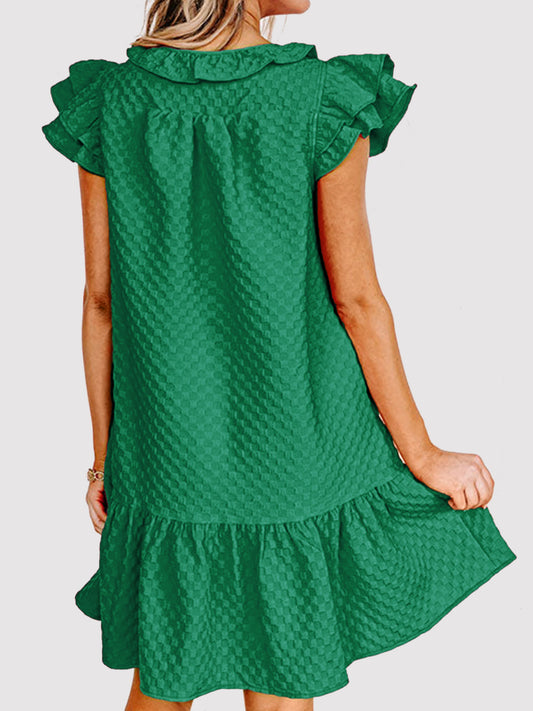 The Emerald Ruffled Cap Sleeve Dress