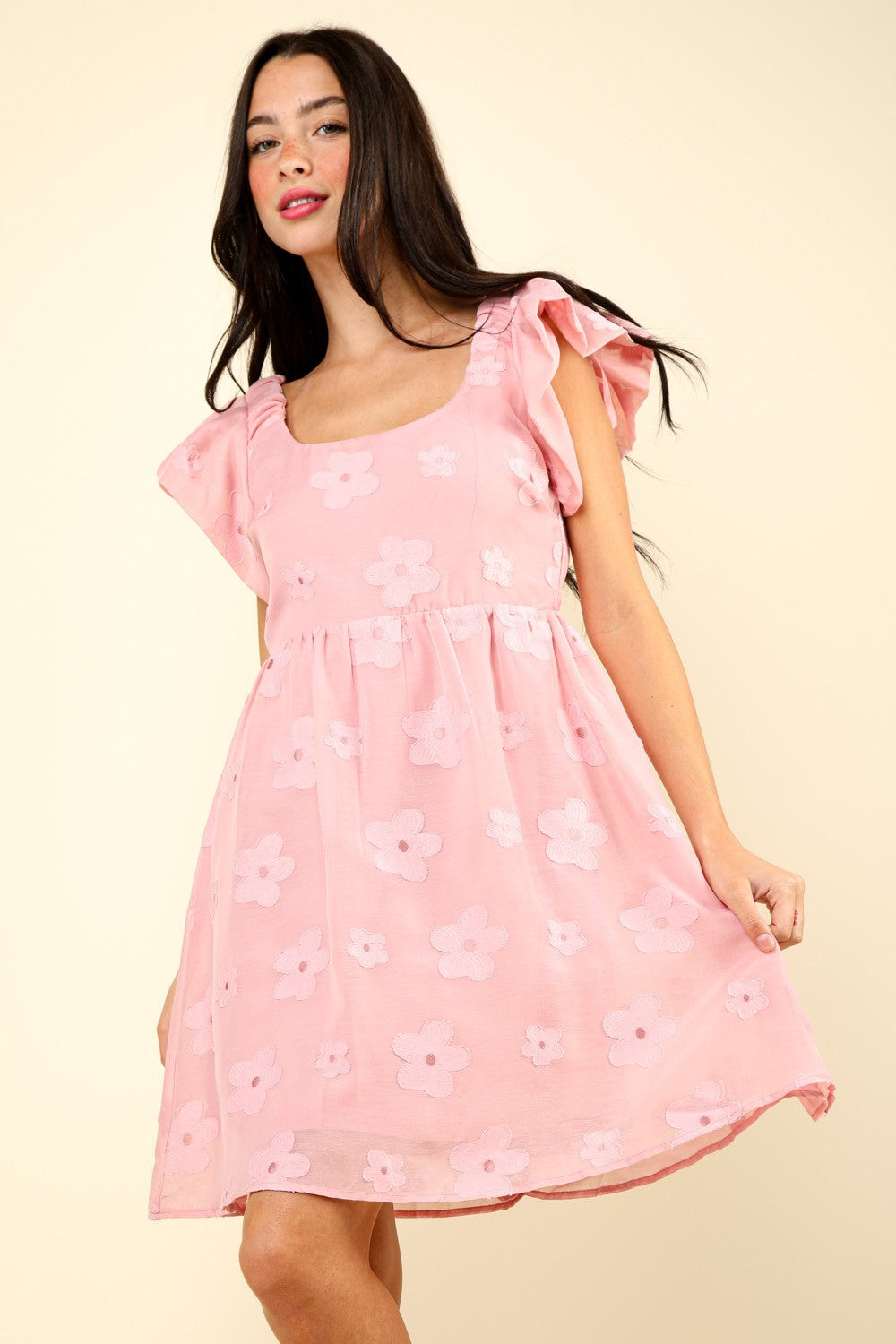 The Flower Embroidered Organza Mini Dress