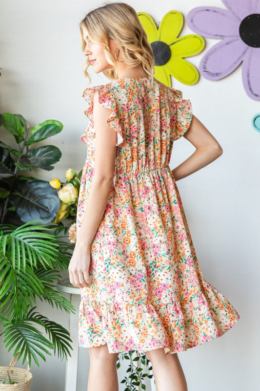 The Floral Ruffled V-Neck Dress