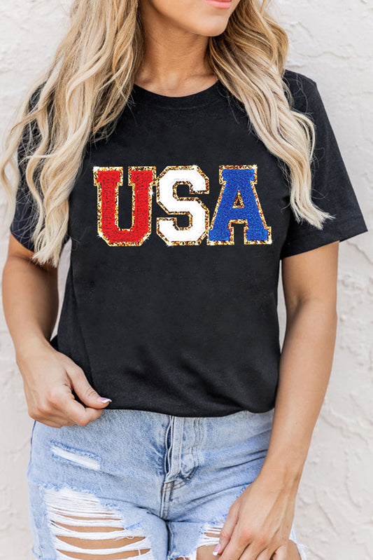 The Sparkle USA Round Neck Short Sleeve T-Shirt