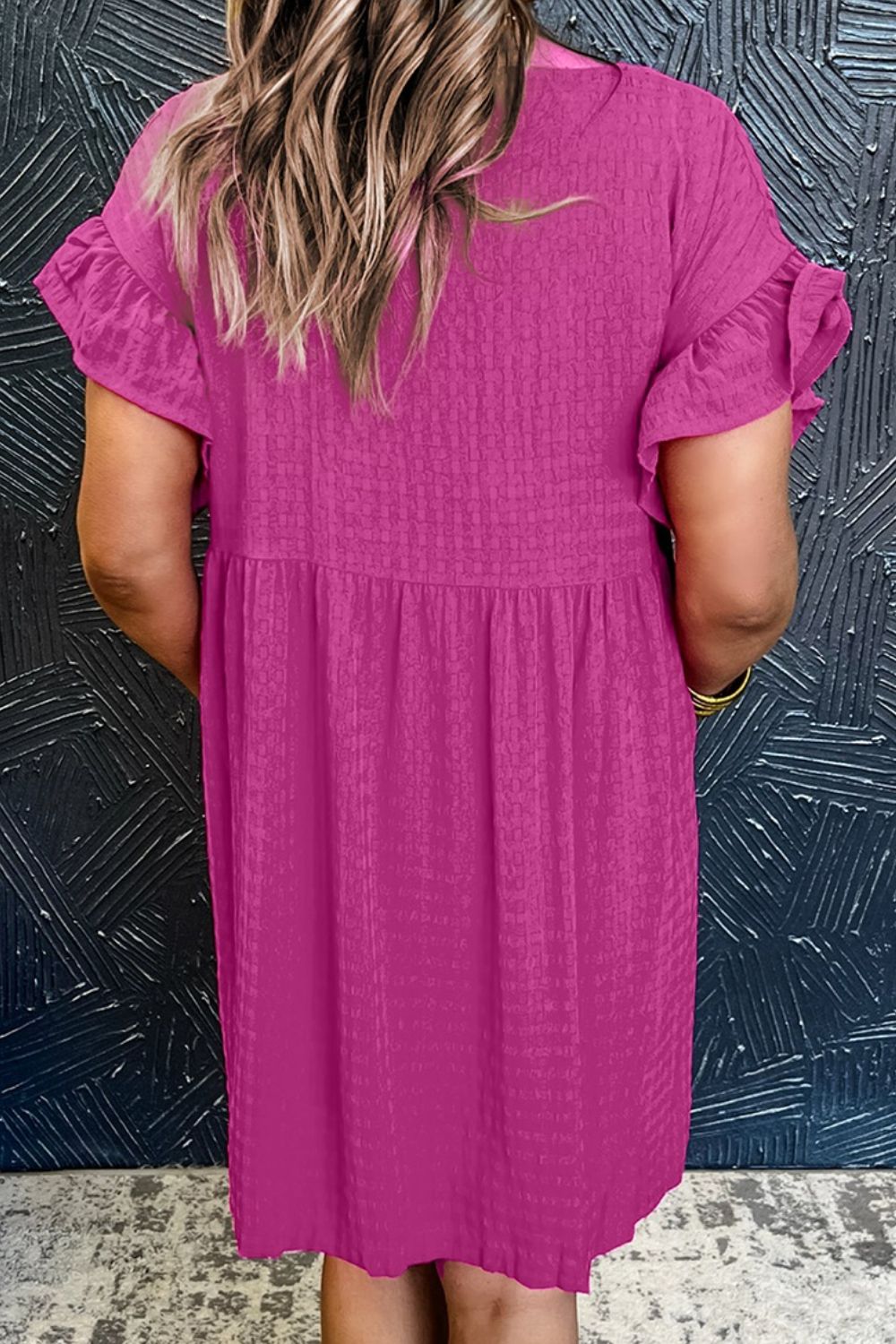 The Cerise Flounce Sleeve Mini Dress