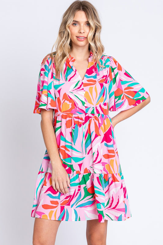 The Bright Floral Ruffled Mini Dress
