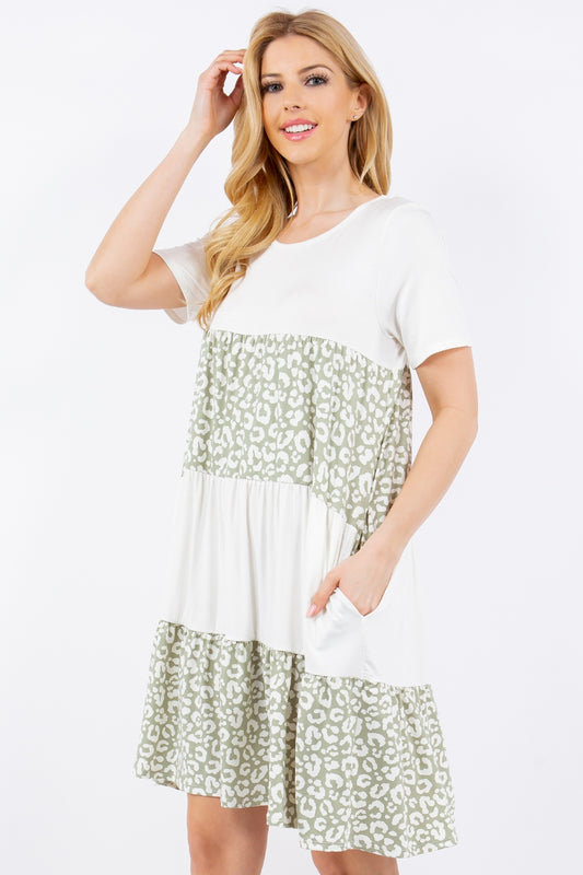 The Subtle Leopard Round Neck Short Sleeve Dress