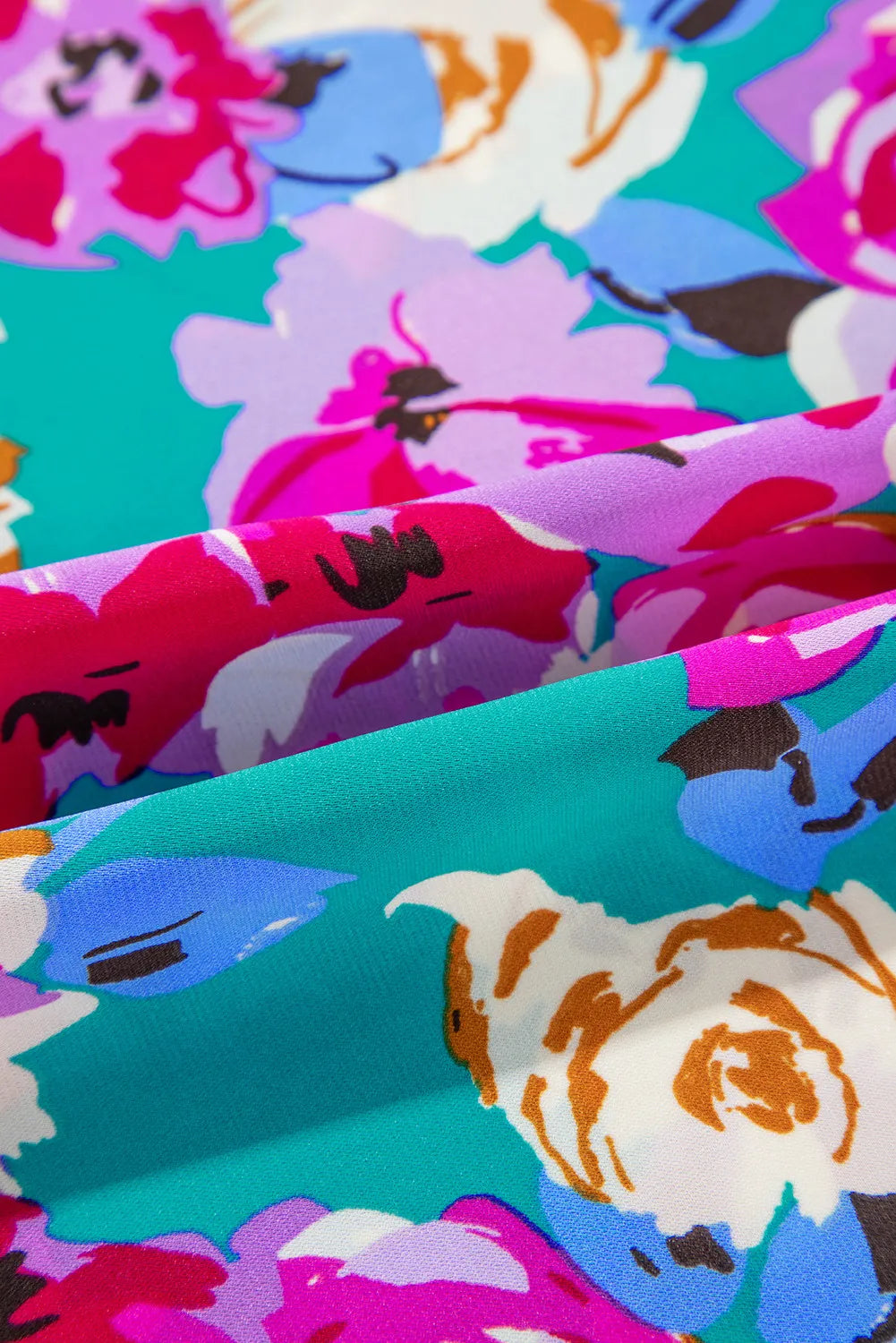 The Ruffled Printed Notched Short Sleeve Mini Dress