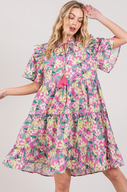 The Floral Ruffle Short Sleeve Dress