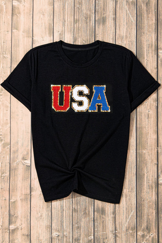 The Sparkle USA Round Neck Short Sleeve T-Shirt