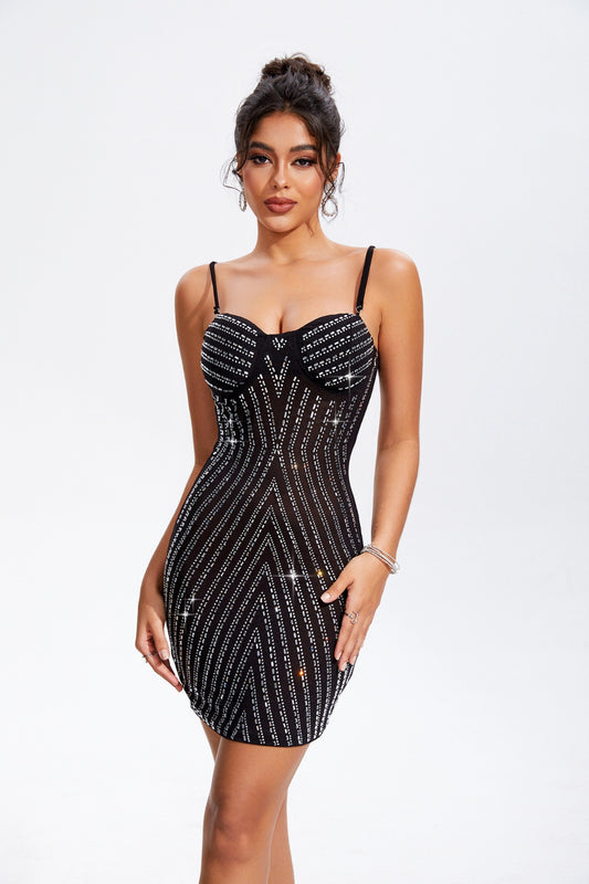 The Rhinestone Sweetheart Neck Cami Dress