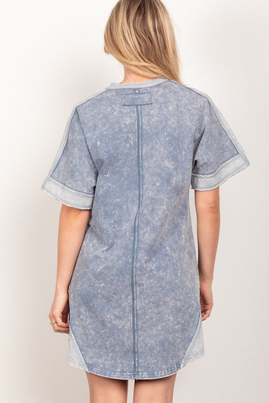 The Soft Denim V-Neck Tee Dress