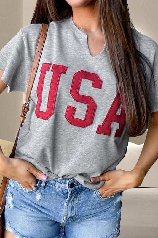 The USA Notched Short Sleeve T-Shirt