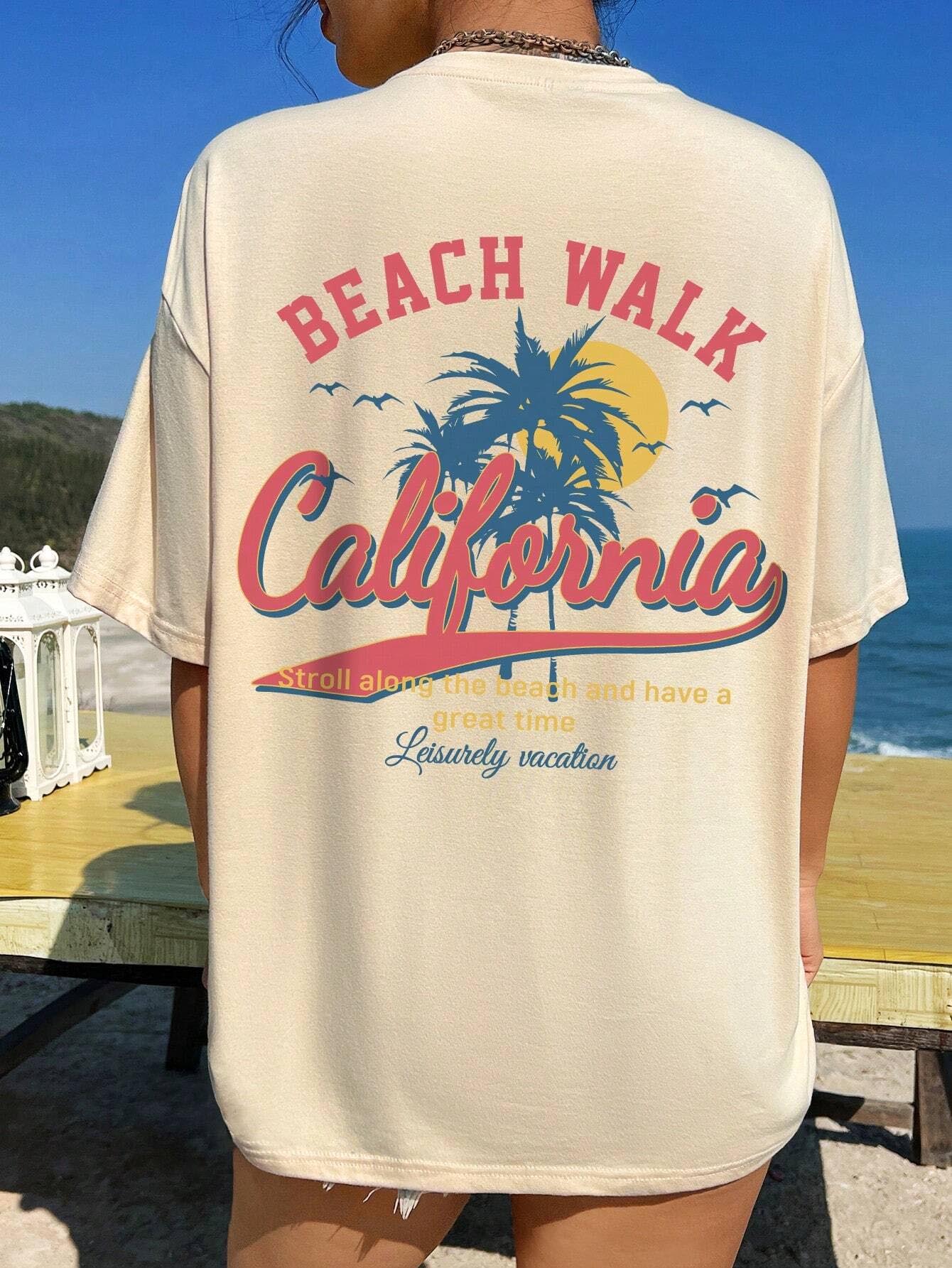 The Beach Walk Graphic Round Neck Half Sleeve T-Shirt