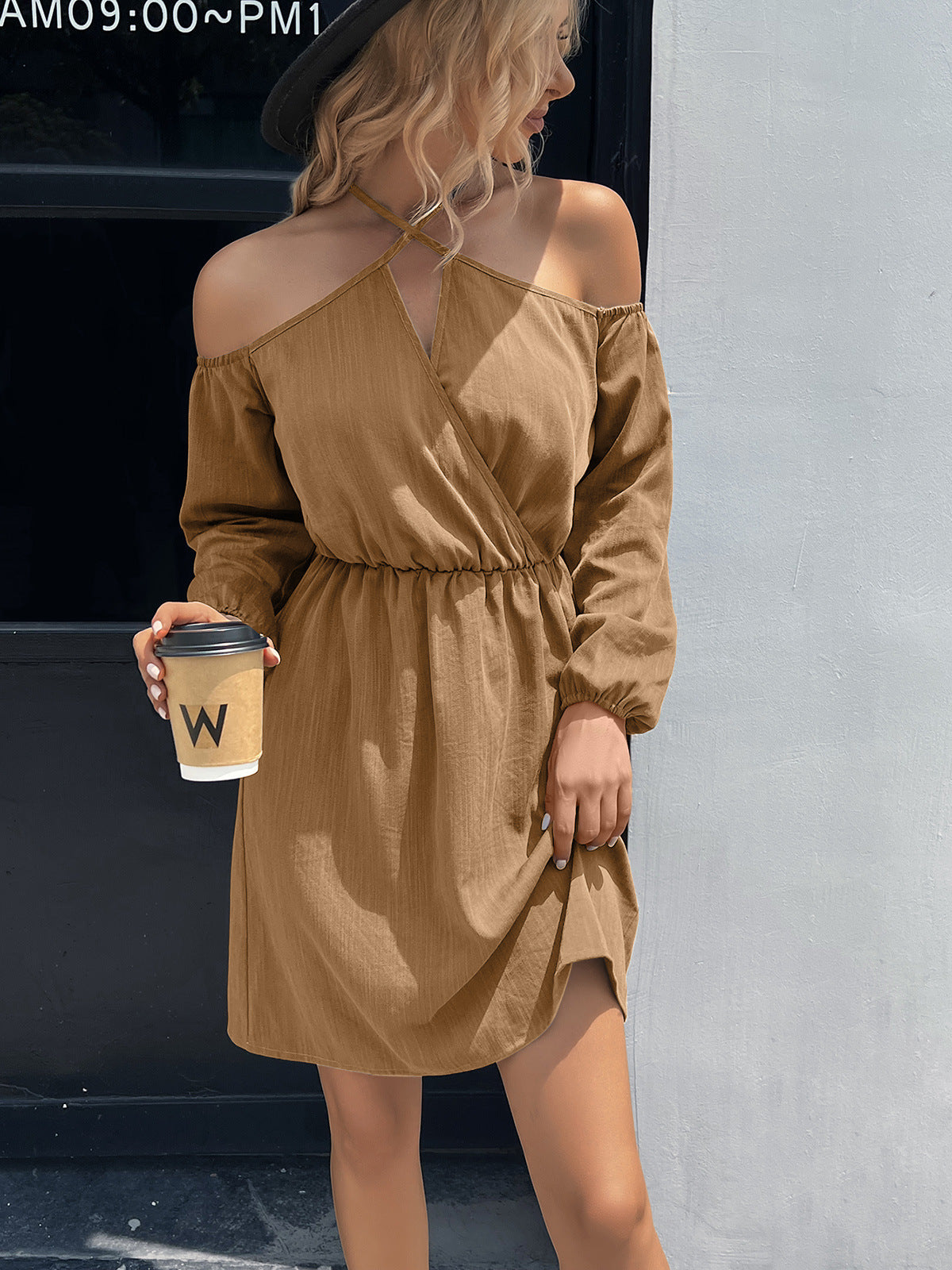 The Cold-Shoulder Crisscross Mini Dress