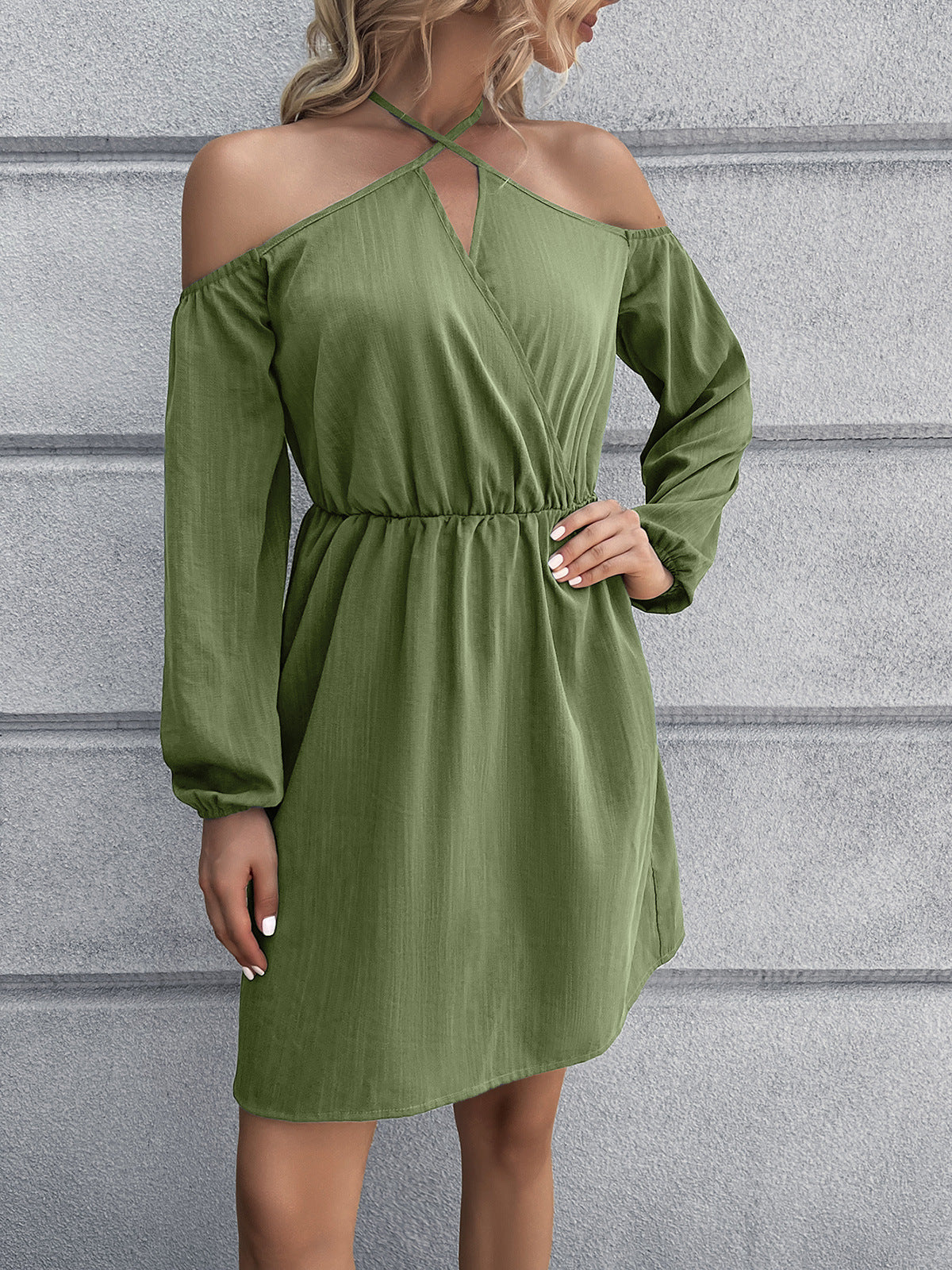 The Cold-Shoulder Crisscross Mini Dress