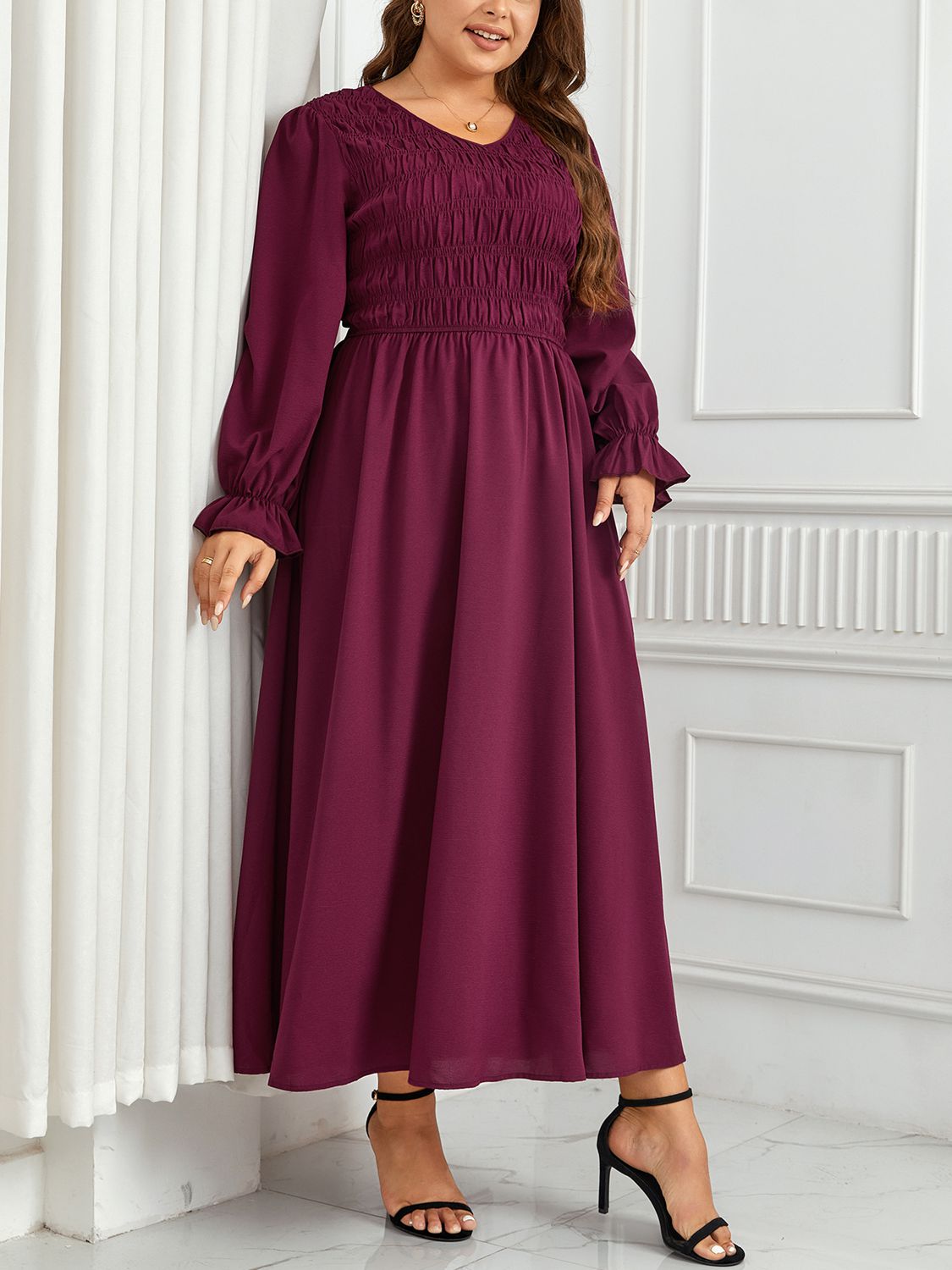 The Perfectly Plus Size Flounce Sleeve Maxi Dress