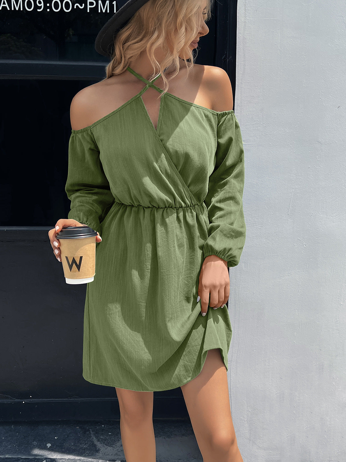 The Cold-Shoulder Crisscross Mini Dress