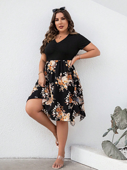 The Perfectly Plus Size Ruched V-Neck Dress