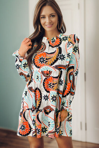 The Fun Print Flounce Sleeve Mini Dress