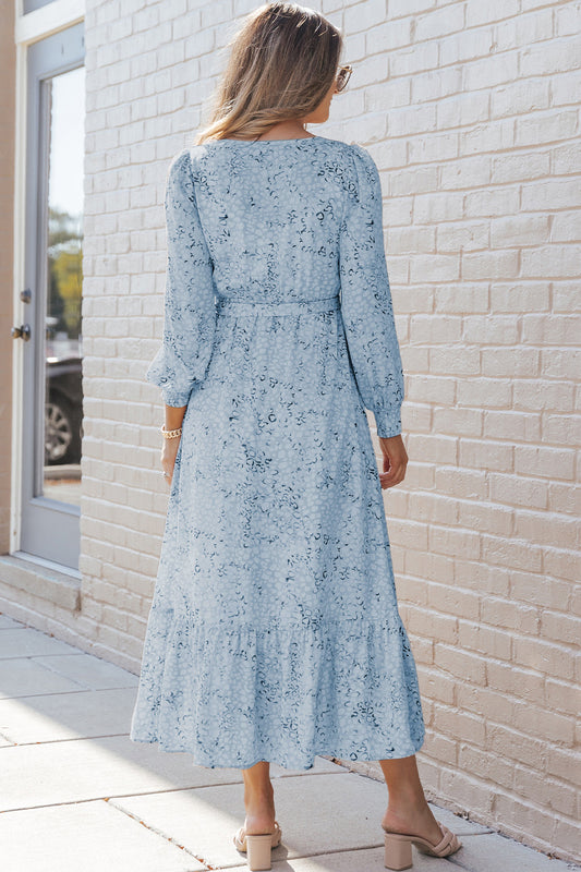 The Tie Front Ruffle Hem Maxi Dress