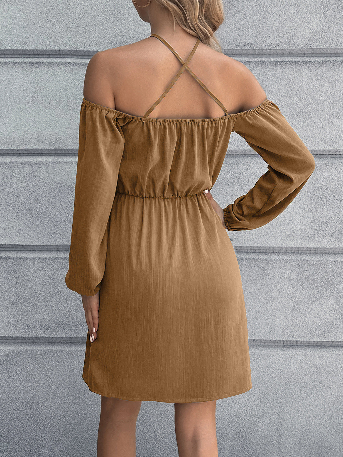 The Cold-Shoulder Crisscross Mini Dress