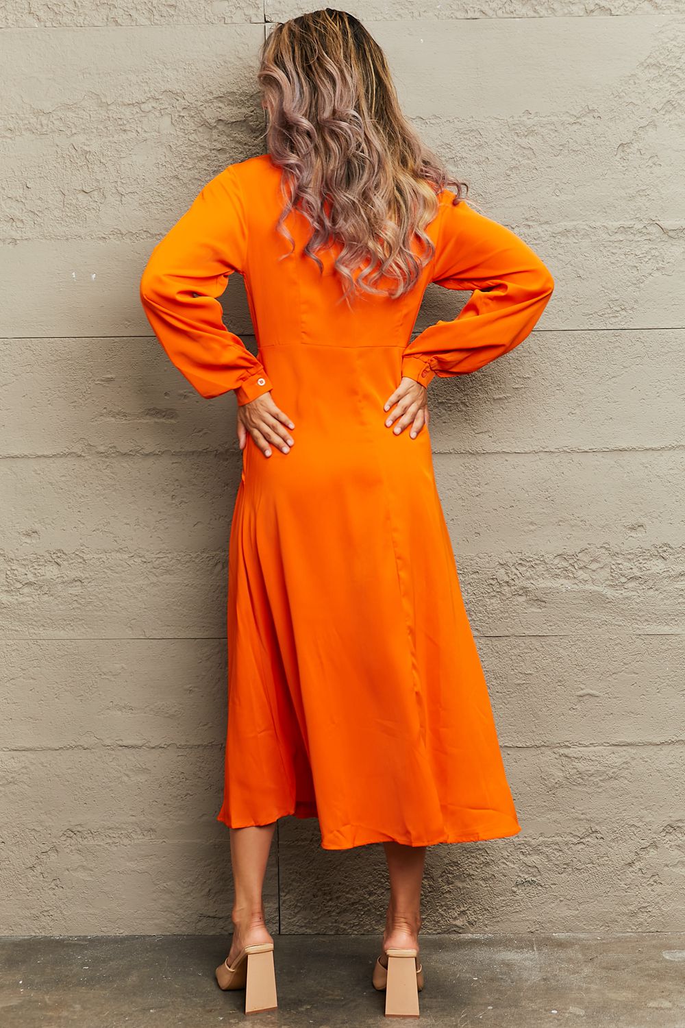 The Collared Neck Twisted Midi Dress