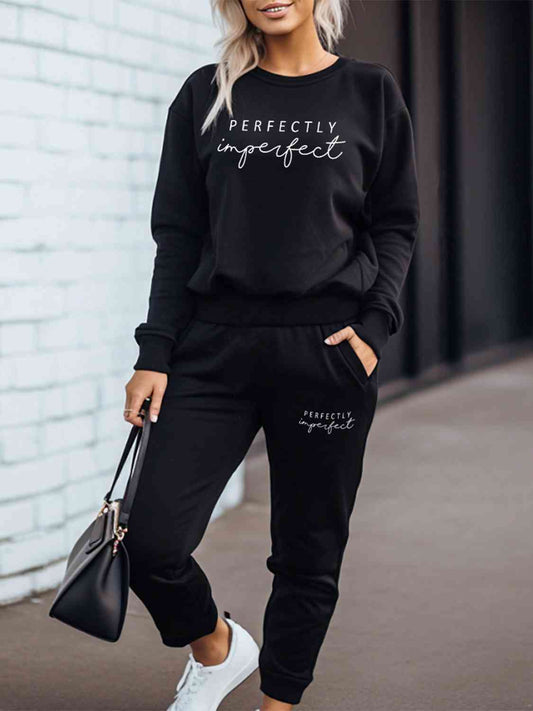 The PERFECTLY IMPERFECT Graphic Sweatshirt and Sweatpants Set