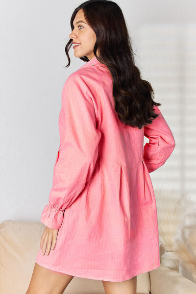The Basic Button Up Collared Neck Denim Dress