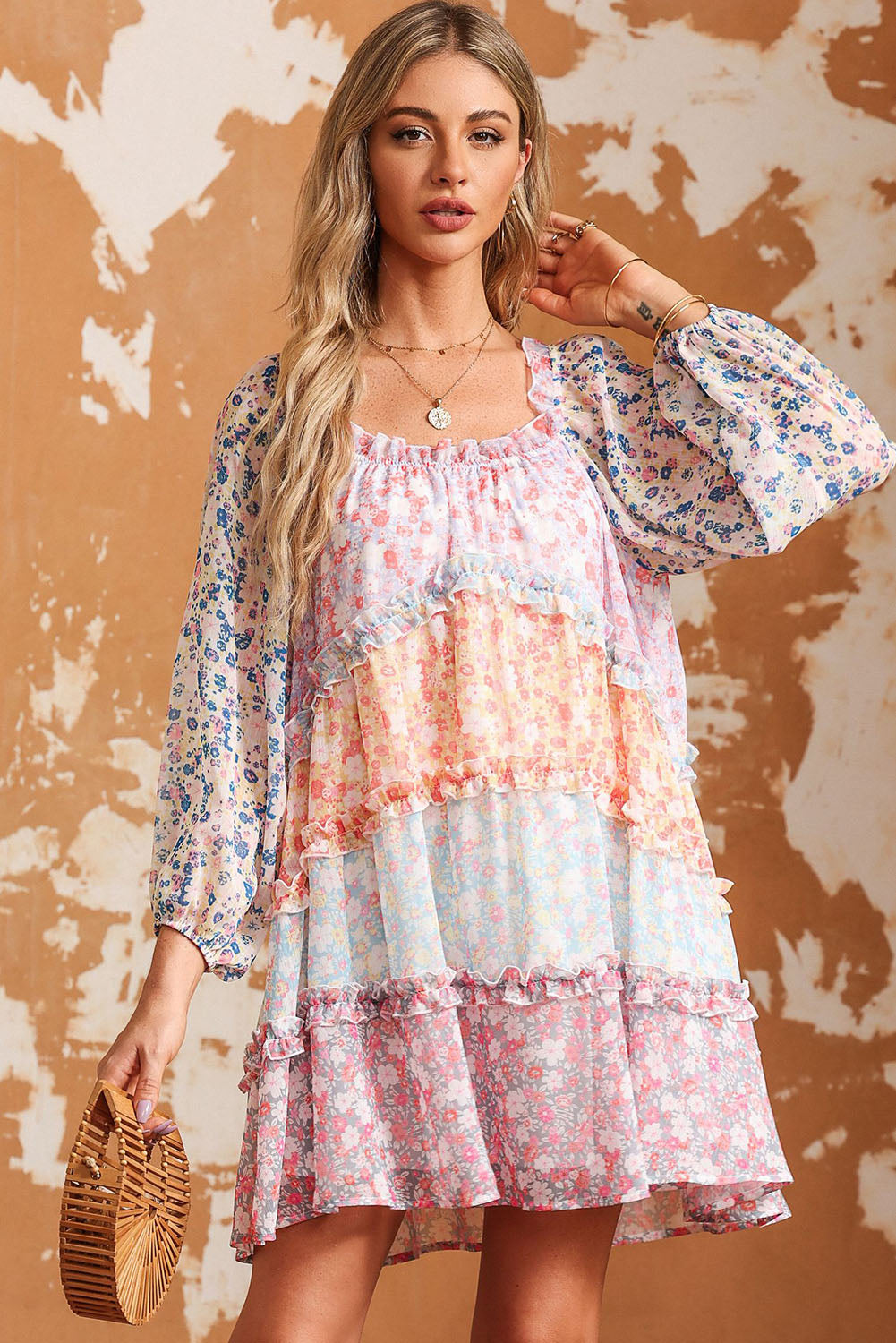 The Flowy Floral Color Block Dress