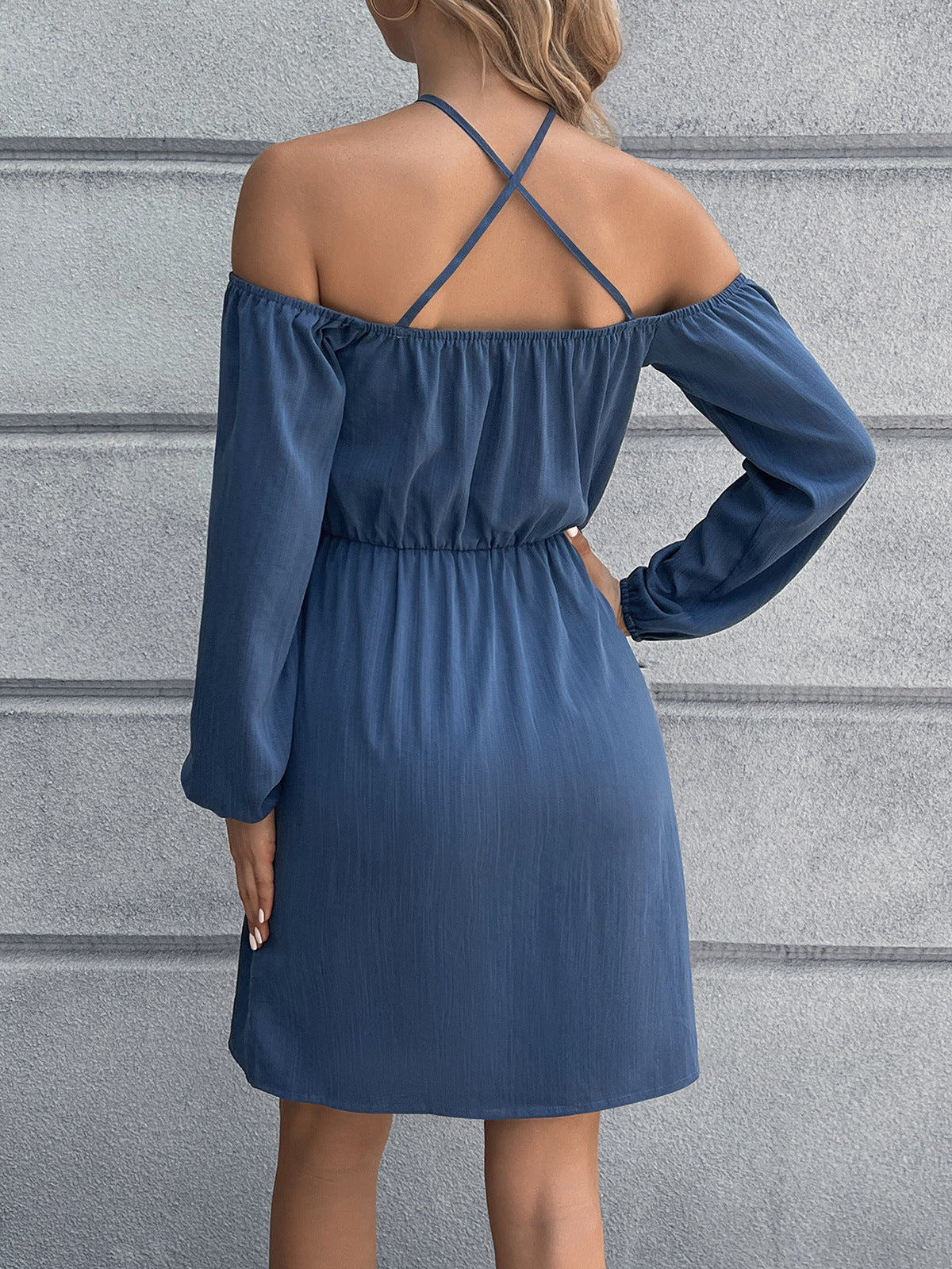 The Cold-Shoulder Crisscross Mini Dress