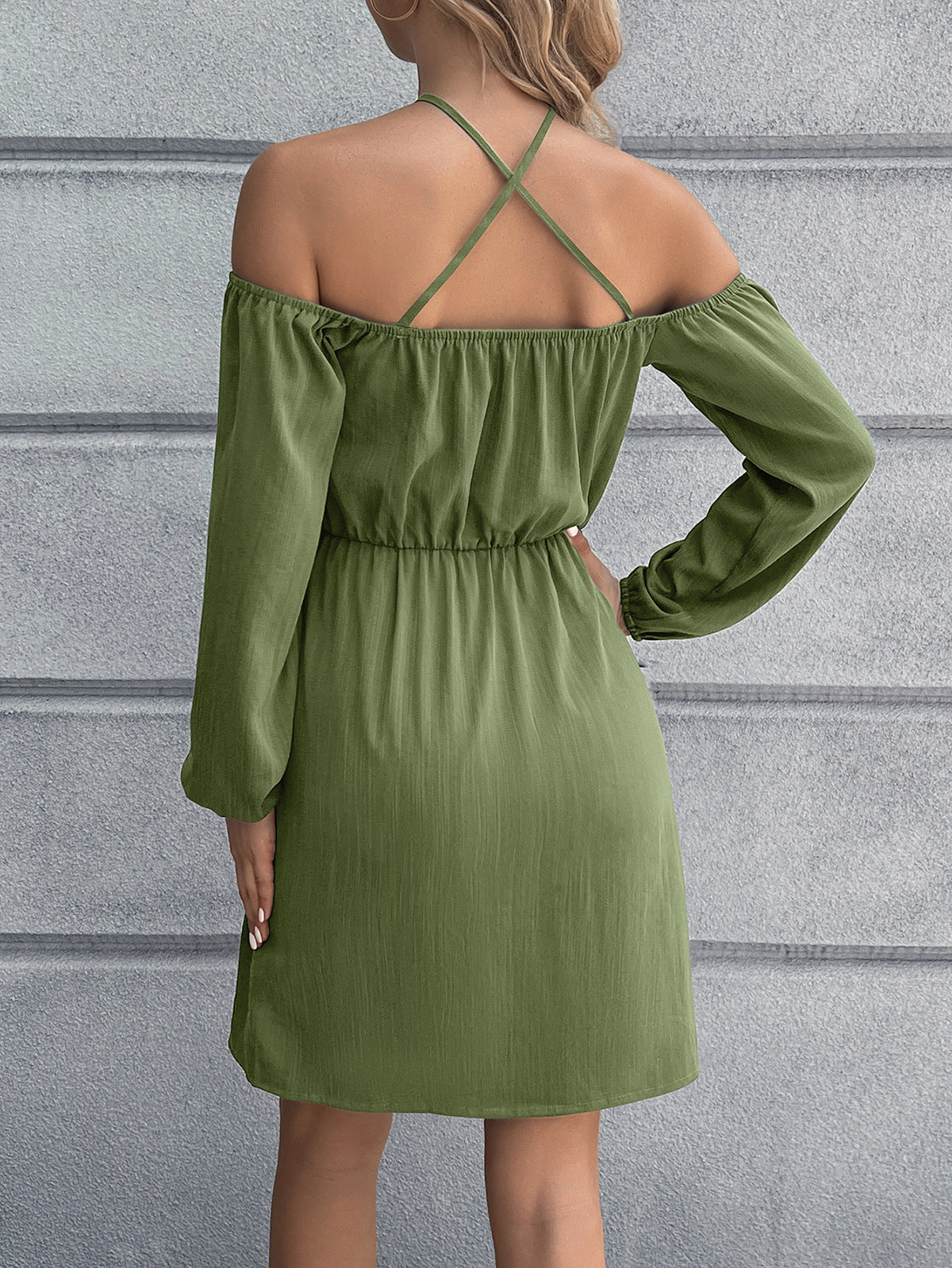 The Cold-Shoulder Crisscross Mini Dress