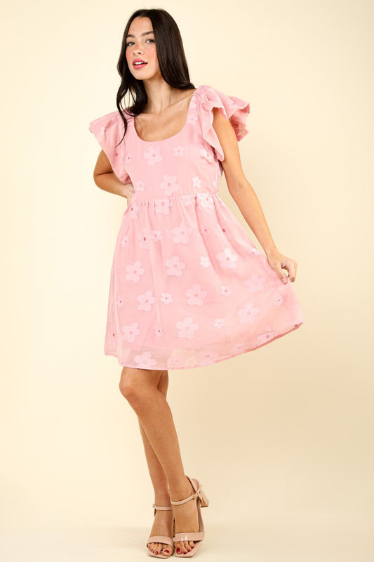 The Flower Embroidered Organza Mini Dress
