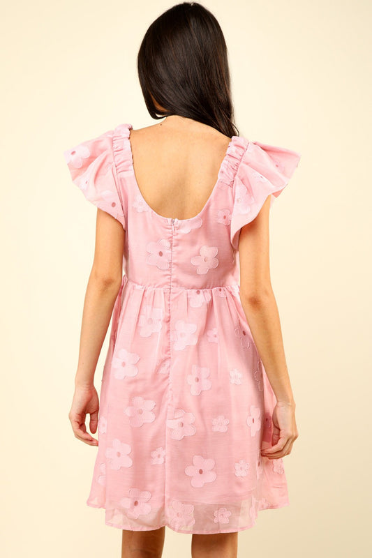 The Flower Embroidered Organza Mini Dress