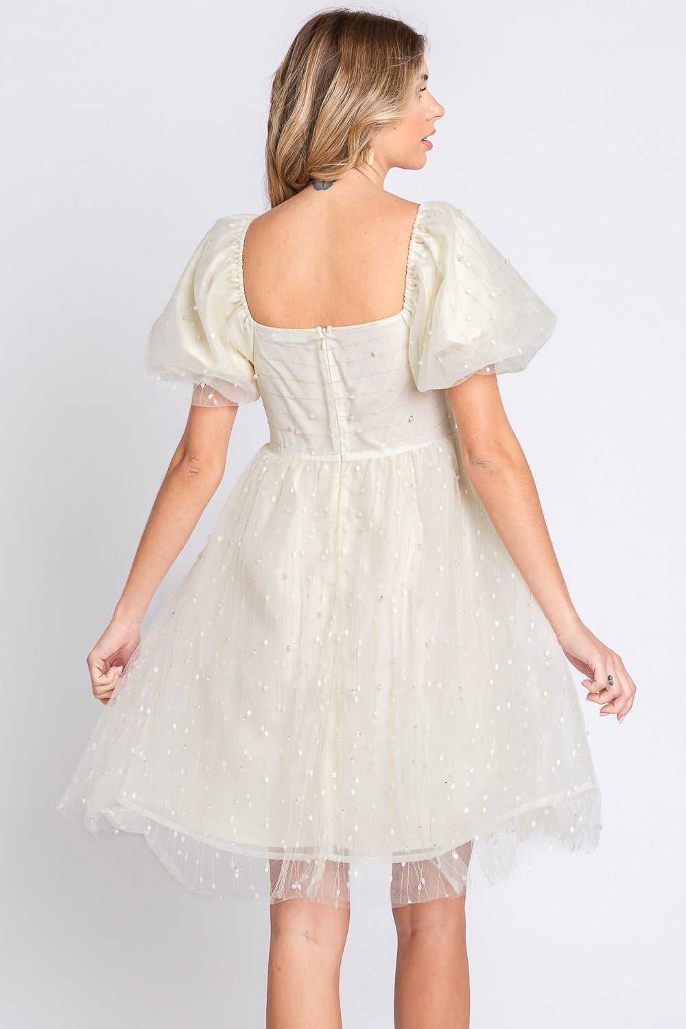 The Pearl Puff Sleeve Babydoll Dress