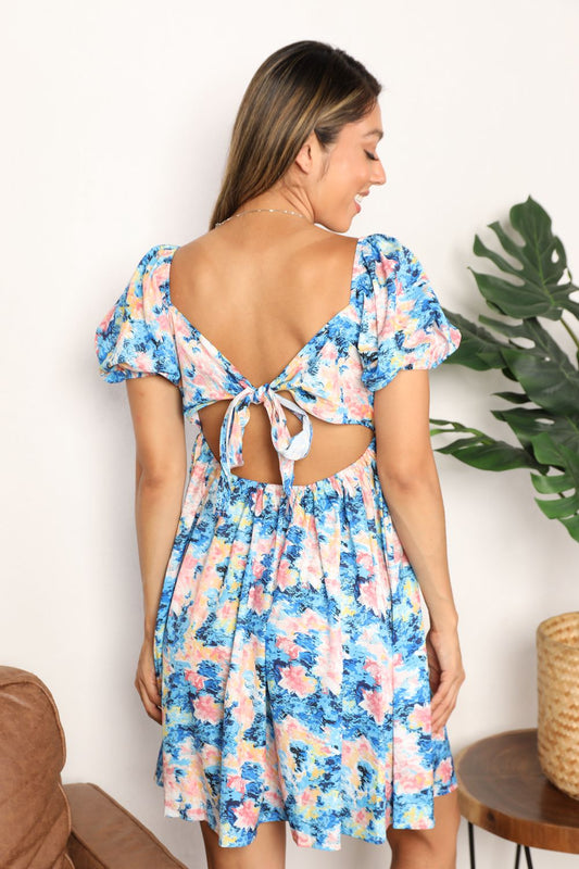 The Floral Square Neck Puff Sleeve Dress