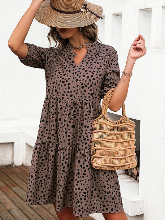 The Notched Half Sleeve Dress