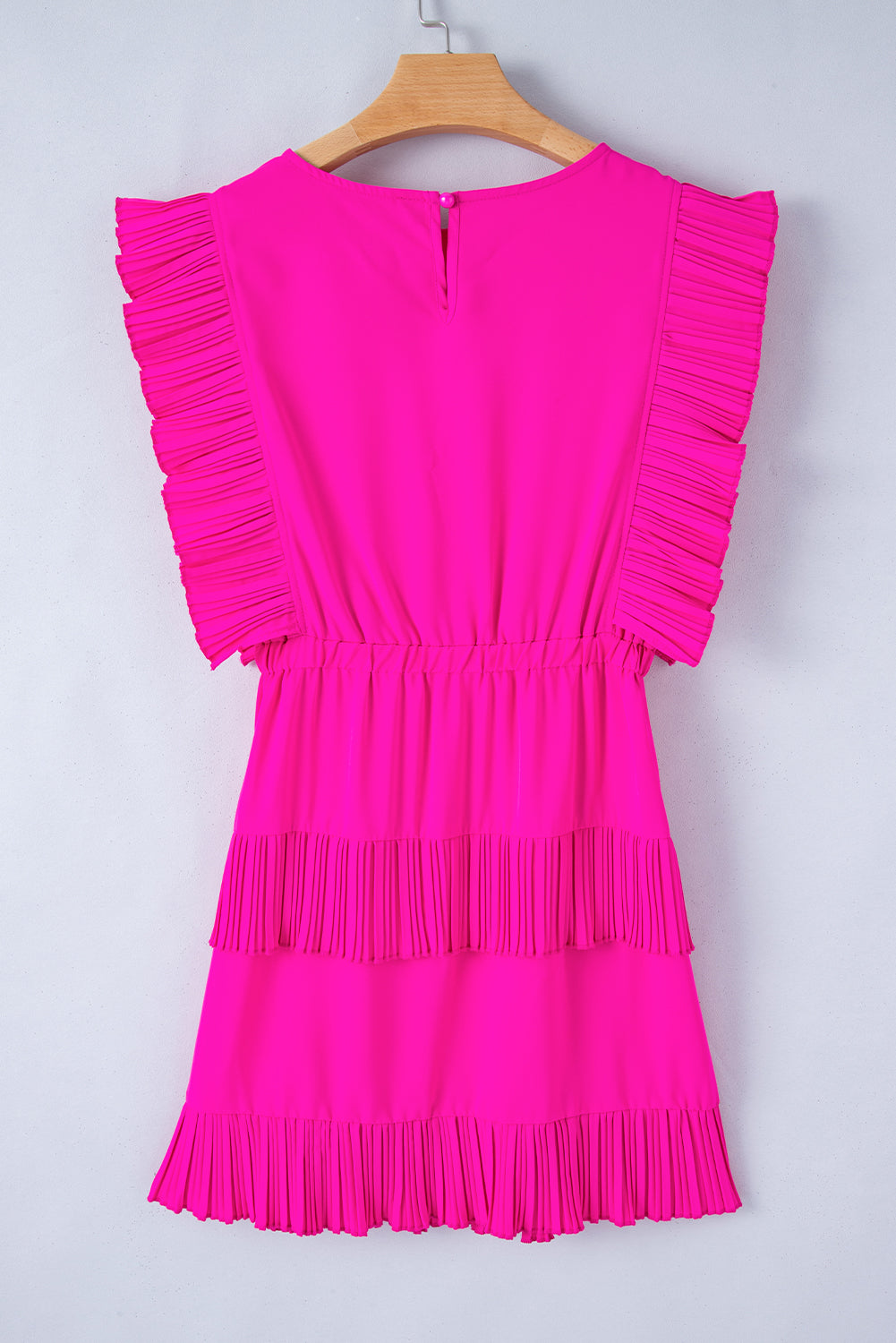 The Ruched Round Neck Cap Sleeve Mini Dress
