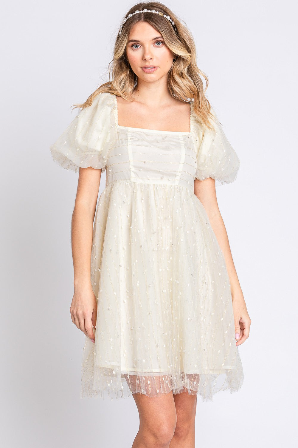 The Pearl Puff Sleeve Babydoll Dress
