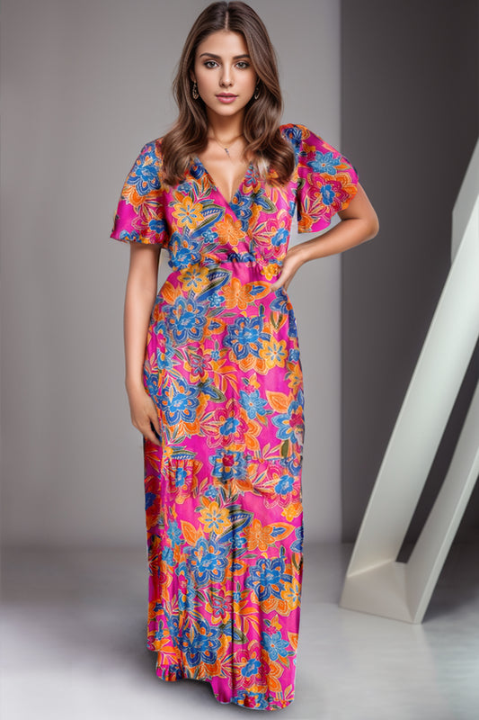 The Bright Surplice Short Sleeve Maxi Dress