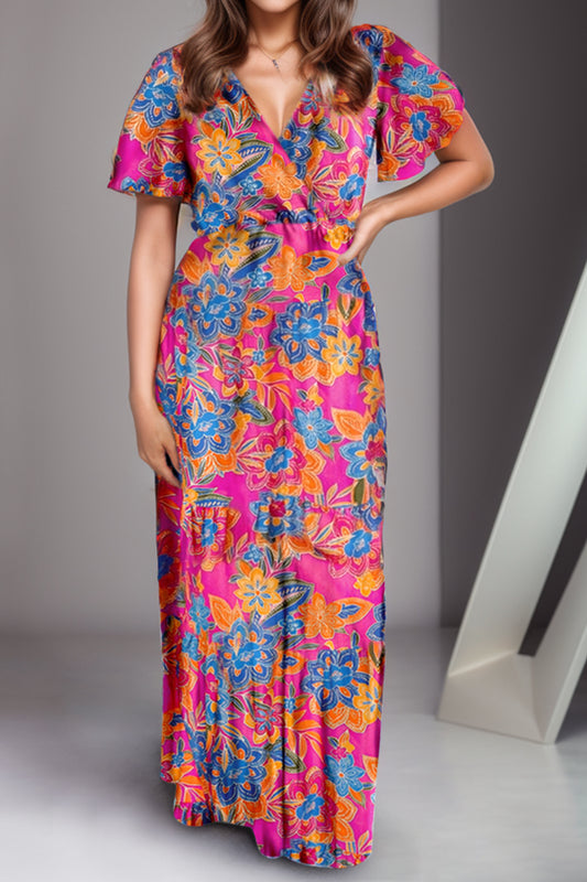 The Bright Surplice Short Sleeve Maxi Dress