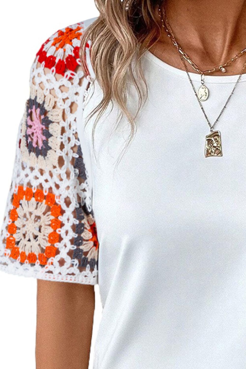 The Geo Round Neck Short Sleeve Blouse