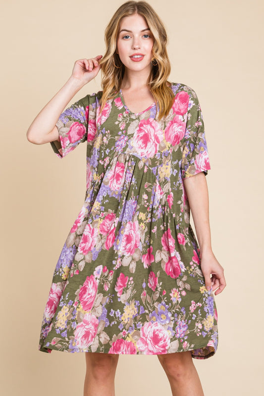 The Flowery Ruched Dress