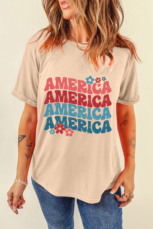 The AMERICA Round Neck Short Sleeve T-Shirt