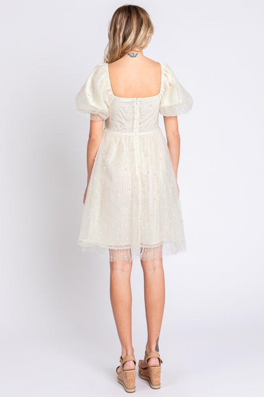 The Pearl Puff Sleeve Babydoll Dress