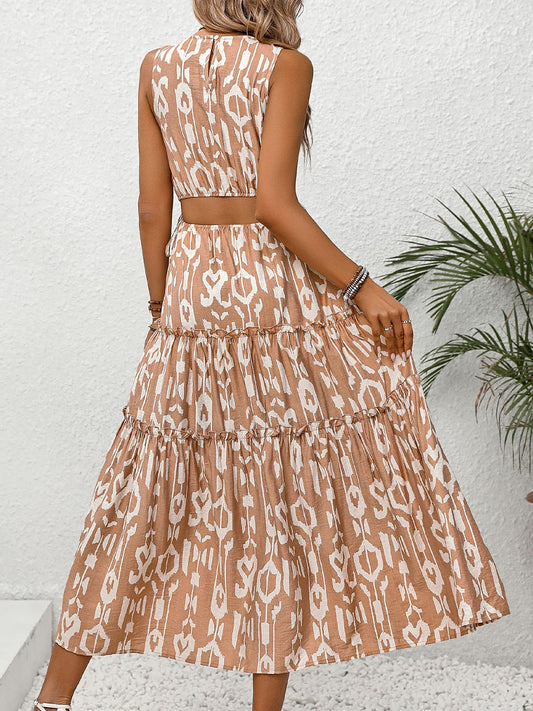 The Camel Cutout Printed Dress