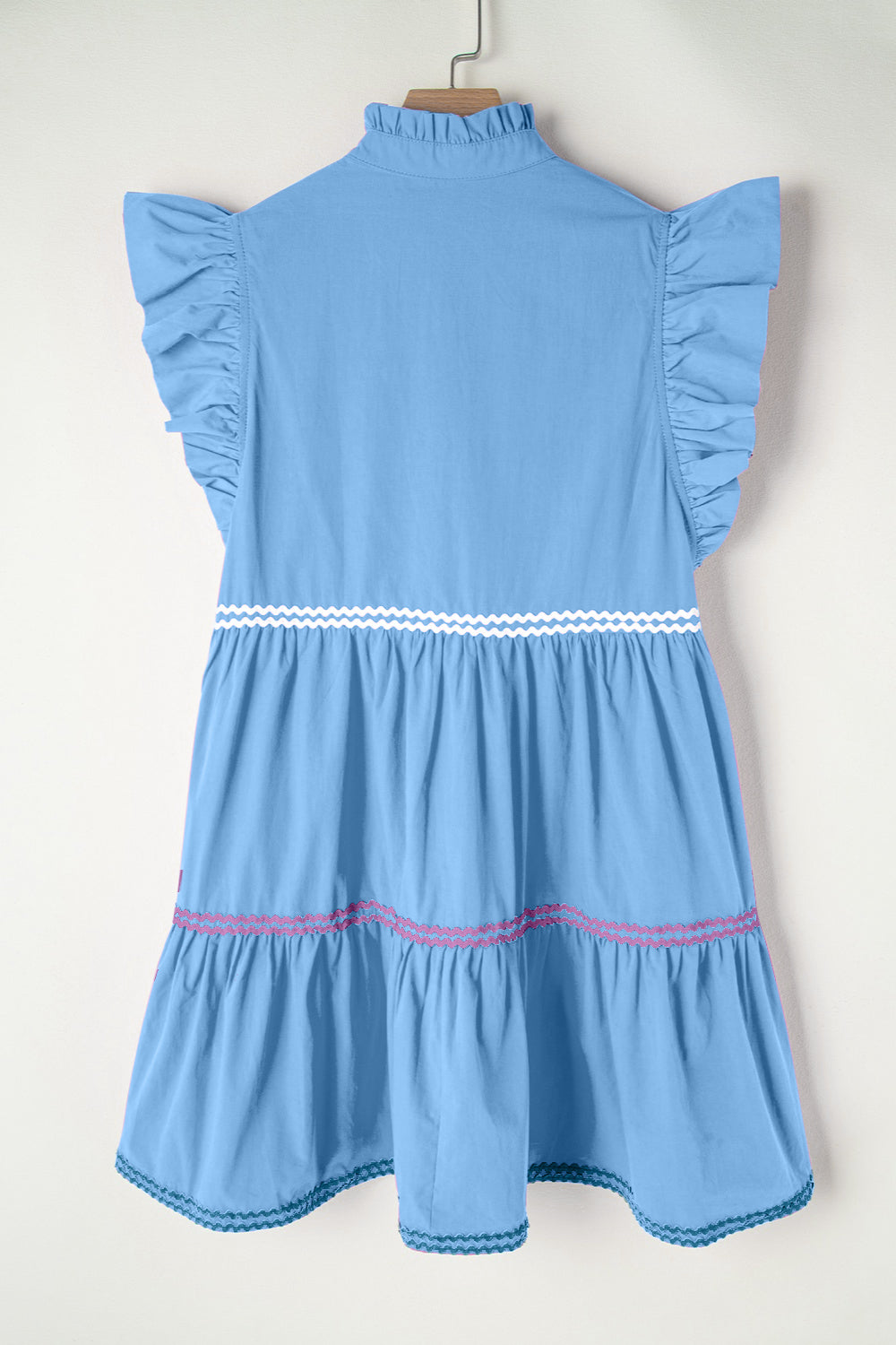 The Ruffled Notched Cap Sleeve Mini Dress