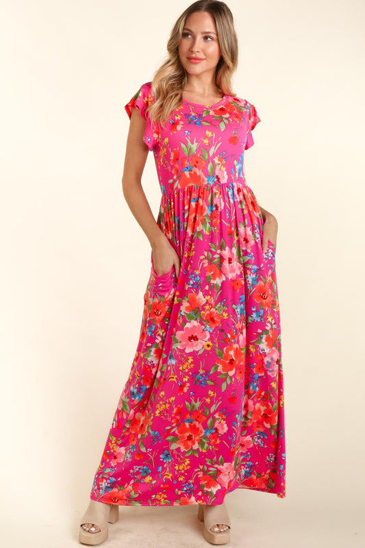 The Floral Ruffled Cap Sleeve Dress