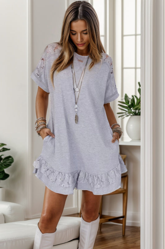The Heather Gray Lace Detail Dress