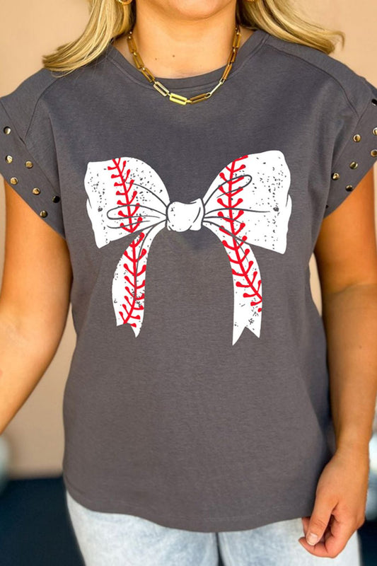 The Studded Baseball Bow Graphic T-Shirt