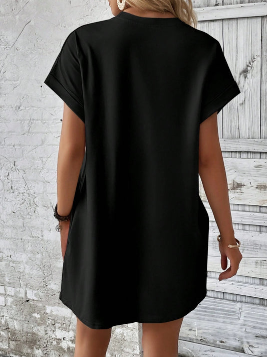 The Round Neck Short Sleeve Mini Dress