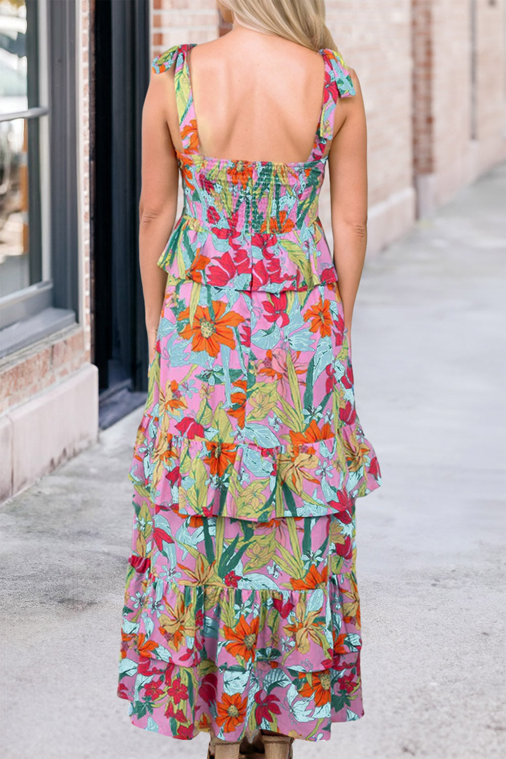 The Ruffled Printed Square Neck Cami Dress